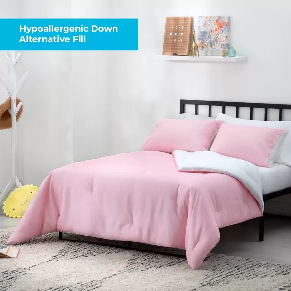 imageLinenspa All Season Hypoallergenic Down Alternative Microfiber Comforter  Twin XL GrayWhite Twin XL Size Dorm Room EssentialsPolka DotPink