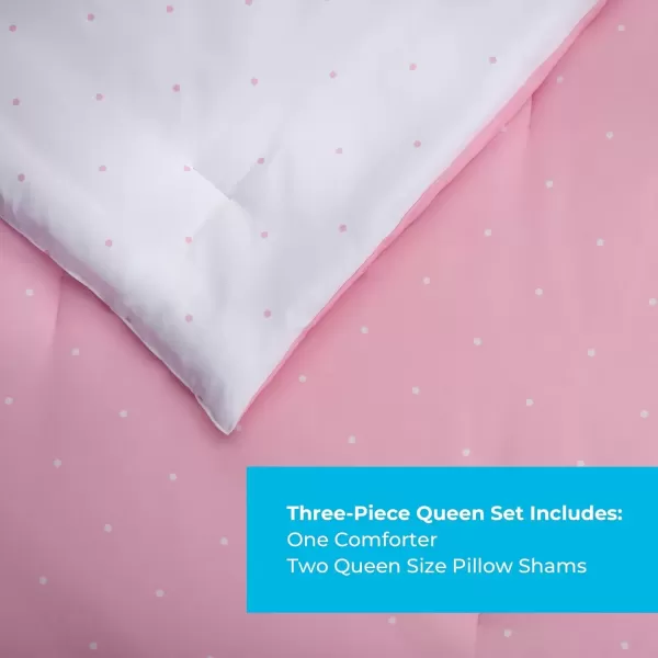 imageLinenspa All Season Hypoallergenic Down Alternative Microfiber Comforter  Twin XL GrayWhite Twin XL Size Dorm Room EssentialsPolka DotPink