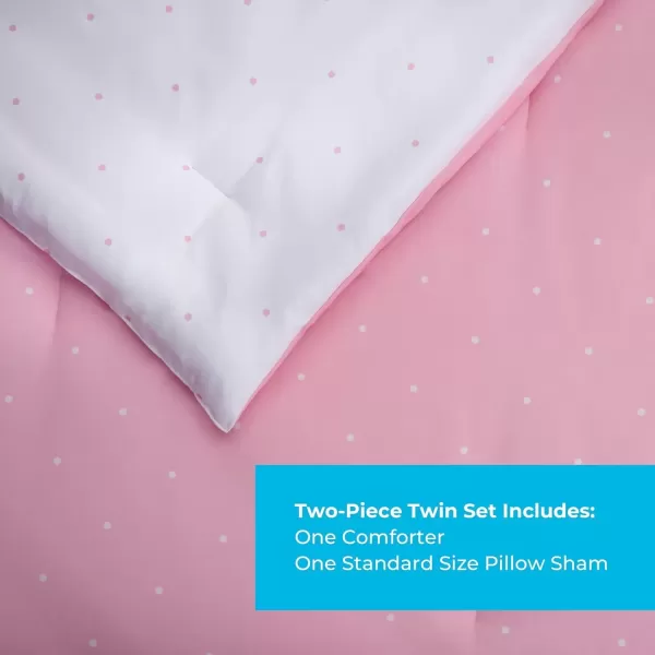 imageLinenspa All Season Hypoallergenic Down Alternative Microfiber Comforter  Twin XL GrayWhite Twin XL Size Dorm Room EssentialsPolka DotPink