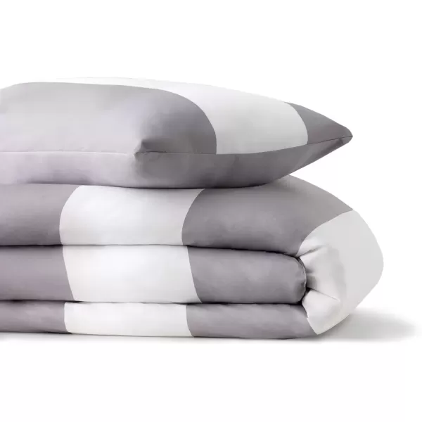 imageLinenspa All Season Hypoallergenic Down Alternative Microfiber Comforter  Twin XL GrayWhite Twin XL Size Dorm Room EssentialsRugby StripeGrey