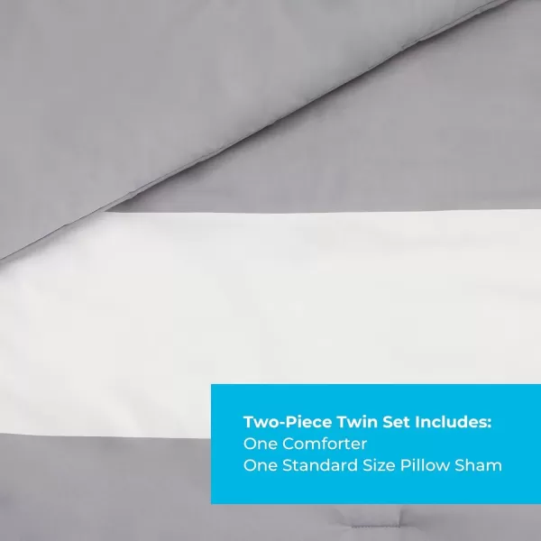 imageLinenspa All Season Hypoallergenic Down Alternative Microfiber Comforter  Twin XL GrayWhite Twin XL Size Dorm Room EssentialsRugby StripeGrey