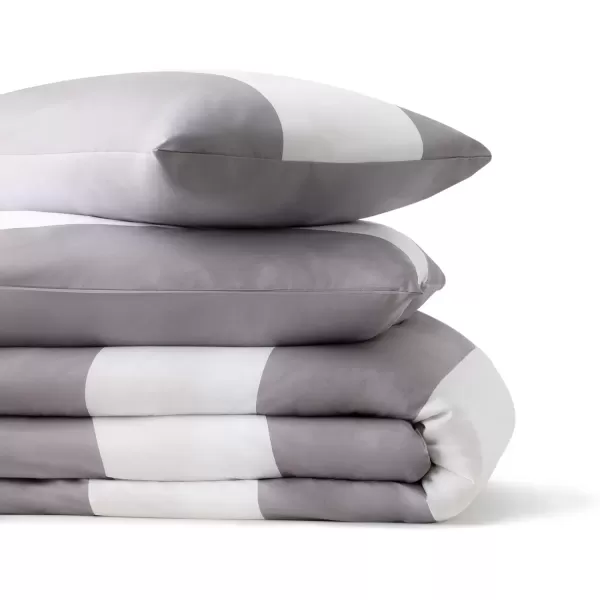 imageLinenspa All Season Hypoallergenic Down Alternative Microfiber Comforter  Twin XL GrayWhite Twin XL Size Dorm Room EssentialsRugby StripeGrey