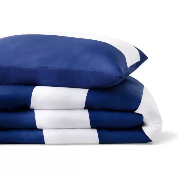 imageLinenspa All Season Hypoallergenic Down Alternative Microfiber Comforter  Twin XL GrayWhite Twin XL Size Dorm Room EssentialsRugby StripeNavy