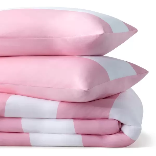 imageLinenspa All Season Hypoallergenic Down Alternative Microfiber Comforter  Twin XL GrayWhite Twin XL Size Dorm Room EssentialsRugby StripePink