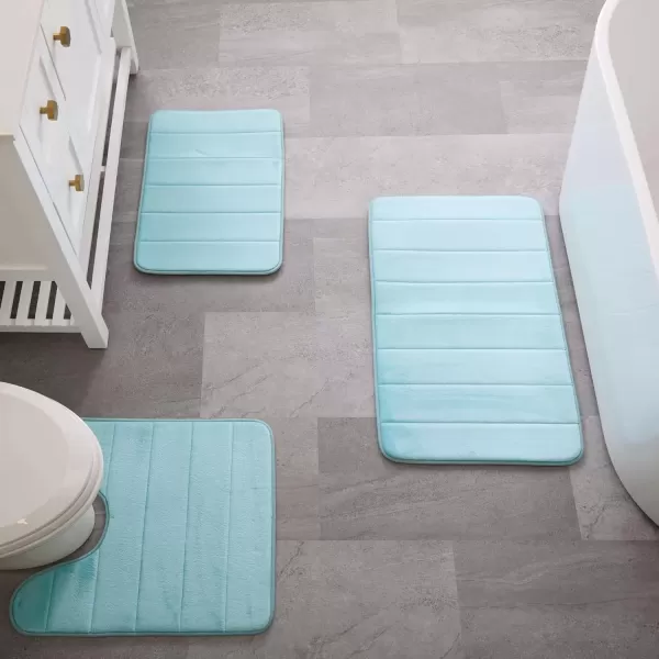 imageLinenspa Memory Foam Bath Mat  1 Piece NonSlip Water Absorbent FastDrying Machine Washable Bath Rug For Bathroom  Dorm Room EssentialsAqua
