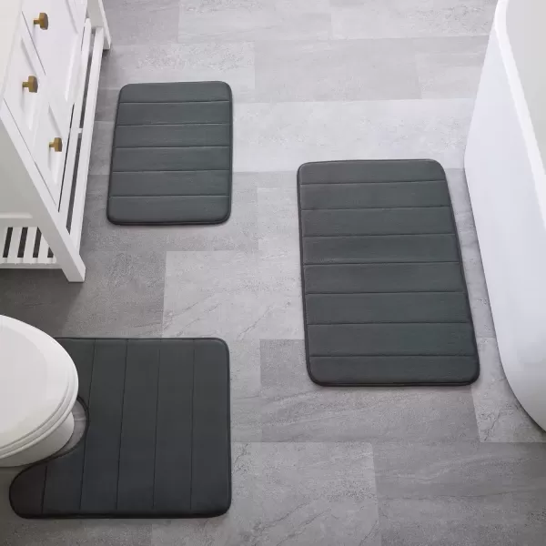 imageLinenspa Memory Foam Bath Mat  1 Piece NonSlip Water Absorbent FastDrying Machine Washable Bath Rug For Bathroom  Dorm Room EssentialsDark Gray