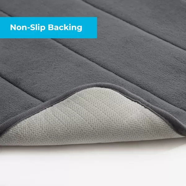 imageLinenspa Memory Foam Bath Mat  1 Piece NonSlip Water Absorbent FastDrying Machine Washable Bath Rug For Bathroom  Dorm Room EssentialsDark Gray