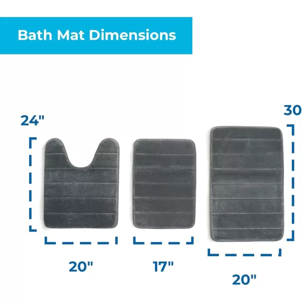 imageLinenspa Memory Foam Bath Mat  1 Piece NonSlip Water Absorbent FastDrying Machine Washable Bath Rug For Bathroom  Dorm Room EssentialsDark Gray