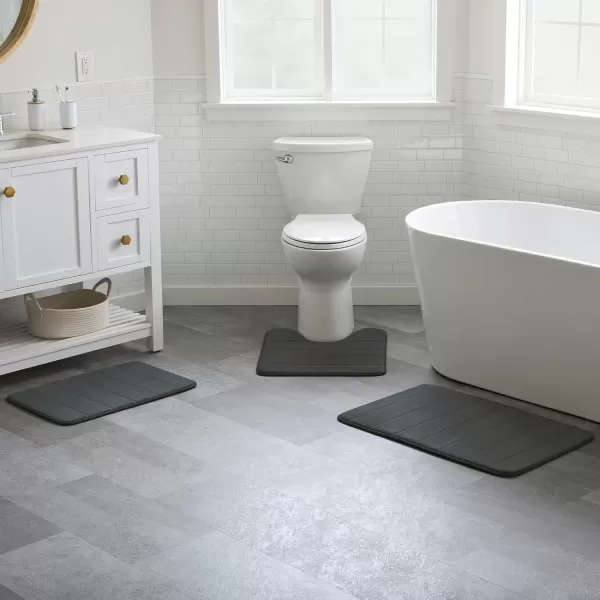 imageLinenspa Memory Foam Bath Mat  1 Piece NonSlip Water Absorbent FastDrying Machine Washable Bath Rug For Bathroom  Dorm Room EssentialsDark Gray