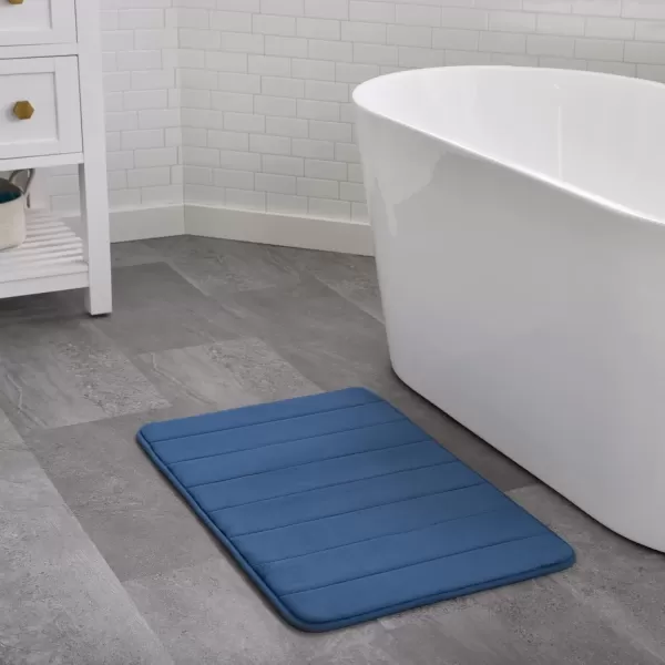 imageLinenspa Memory Foam Bath Mat  1 Piece NonSlip Water Absorbent FastDrying Machine Washable Bath Rug For Bathroom  Dorm Room EssentialsNavy