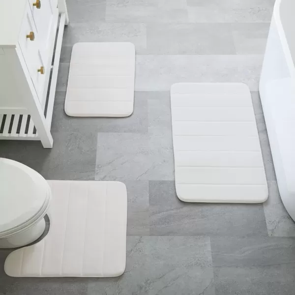 imageLinenspa Memory Foam Bath Mat  1 Piece NonSlip Water Absorbent FastDrying Machine Washable Bath Rug For Bathroom  Dorm Room EssentialsWhite