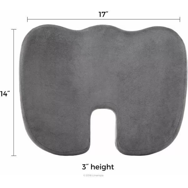 imageLinenspa Orthopedic Gel Foam Seat Cushion  TailboneCoccyx Comfort  Support for AllDay Sitting and Back Pain Relief grey 18quot x 14quot Dorm Room EssentialsGrey