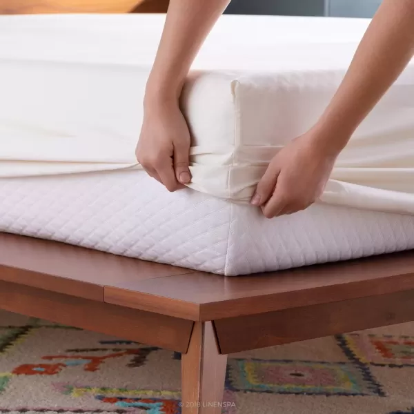 imageLinenspa 600 Thread Count Ultra Soft Deep Pocket Cotton Blend Sheet Set  3 pieces Queen  SandIvory