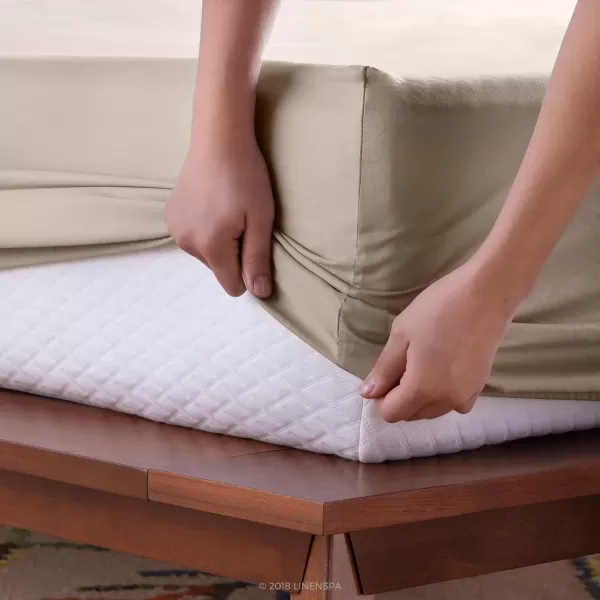 imageLinenspa 600 Thread Count Ultra Soft Deep Pocket Cotton Blend Sheet Set  3 pieces Queen  SandSand