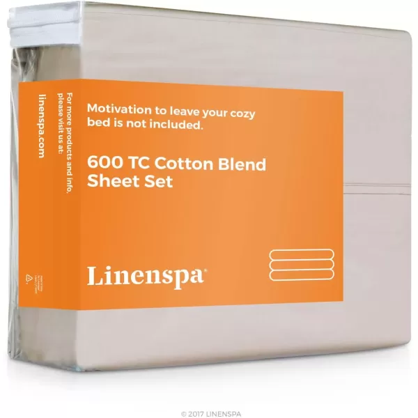 imageLinenspa 600 Thread Count Ultra Soft Deep Pocket Cotton Blend Sheet Set  3 pieces Queen  SandSand