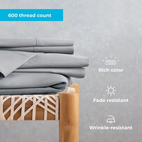 imageLinenspa 600 Thread Count Ultra Soft Deep Pocket Cotton Blend Sheet Set  3 pieces Queen  SandStone