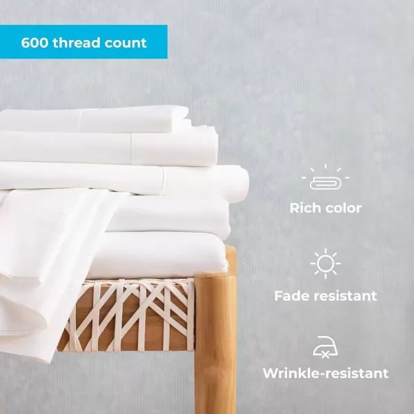 imageLinenspa 600 Thread Count Ultra Soft Deep Pocket Cotton Blend Sheet Set  3 pieces Queen  SandWhite