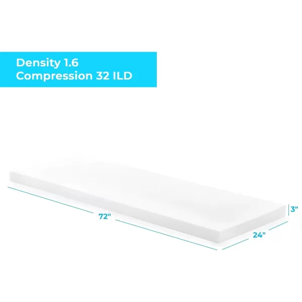 imageLinenspa High Density Cushion Craft Foam  Perfect for Chairs Sofas Headboards and DIY Projects 1quot x 24quot x 72quot WhiteWhite