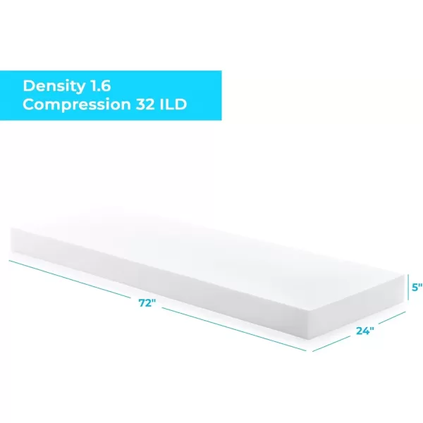 imageLinenspa High Density Cushion Craft Foam  Perfect for Chairs Sofas Headboards and DIY Projects 1quot x 24quot x 72quot WhiteWhite