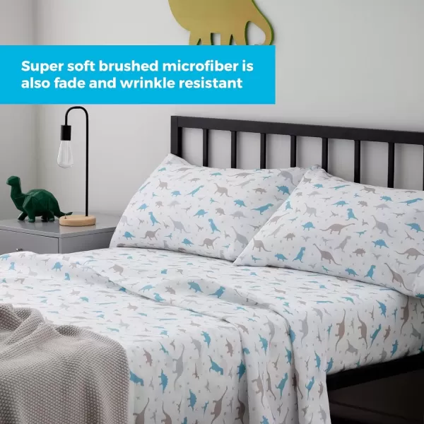 imageLinenspa Microfiber FourPiece Sheet Set  Multiple Styles and Colors  Super Soft Feel  Fun Patterns for Boys and Girls  Full  PrincessDinosaur