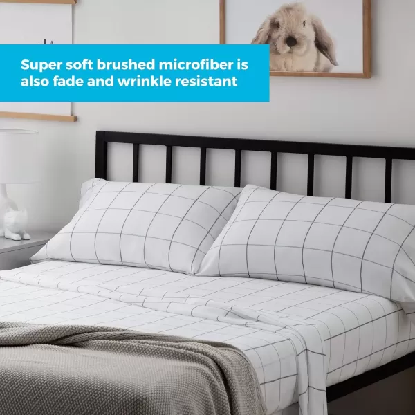 imageLinenspa Microfiber FourPiece Sheet Set  Multiple Styles and Colors  Super Soft Feel  Fun Patterns for Boys and Girls  Full  PrincessGrey Grid