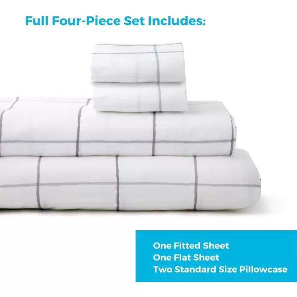 imageLinenspa Microfiber FourPiece Sheet Set  Multiple Styles and Colors  Super Soft Feel  Fun Patterns for Boys and Girls  Full  PrincessGrey Grid