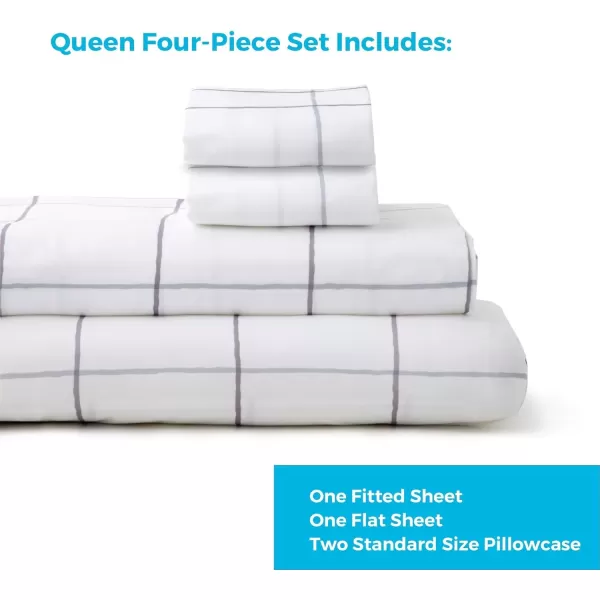 imageLinenspa Microfiber FourPiece Sheet Set  Multiple Styles and Colors  Super Soft Feel  Fun Patterns for Boys and Girls  Full  PrincessGrey Grid