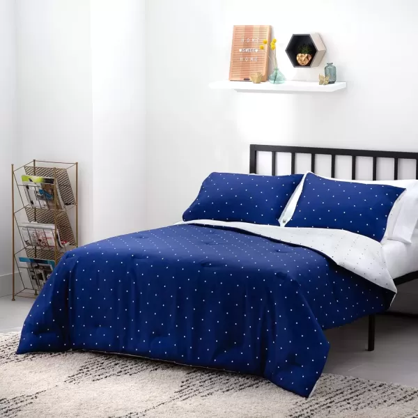 imageLinenspa Microfiber FourPiece Sheet Set  Multiple Styles and Colors  Super Soft Feel  Fun Patterns for Boys and Girls  Full  PrincessNavy Grid