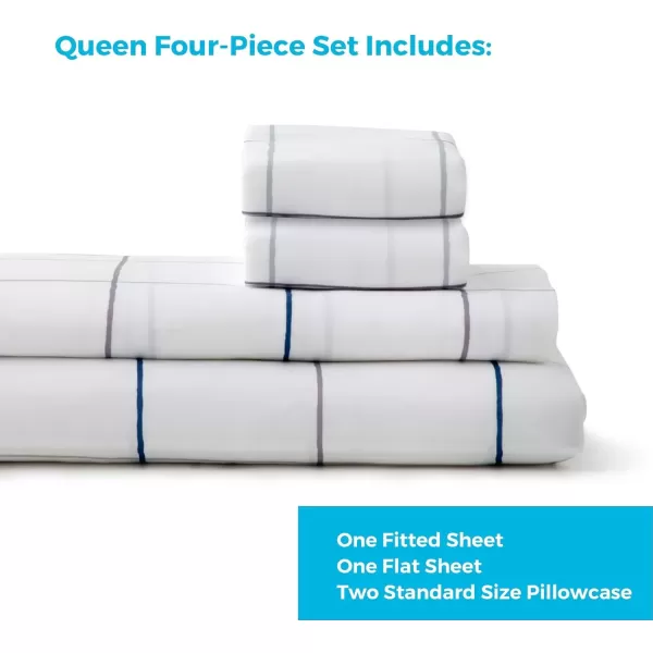 imageLinenspa Microfiber FourPiece Sheet Set  Multiple Styles and Colors  Super Soft Feel  Fun Patterns for Boys and Girls  Full  PrincessNavy Grid