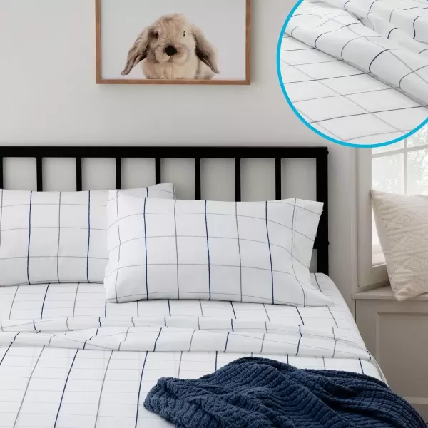 imageLinenspa Microfiber FourPiece Sheet Set  Multiple Styles and Colors  Super Soft Feel  Fun Patterns for Boys and Girls  Full  PrincessNavy Grid