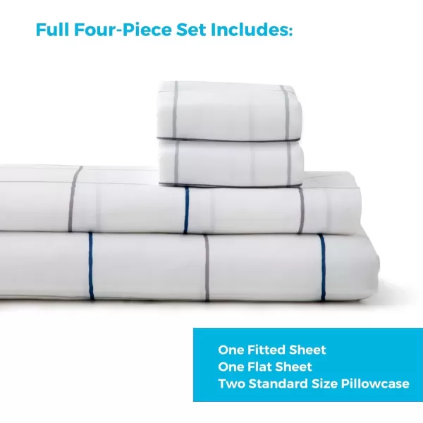 imageLinenspa Microfiber FourPiece Sheet Set  Multiple Styles and Colors  Super Soft Feel  Fun Patterns for Boys and Girls  Full  PrincessNavy Grid