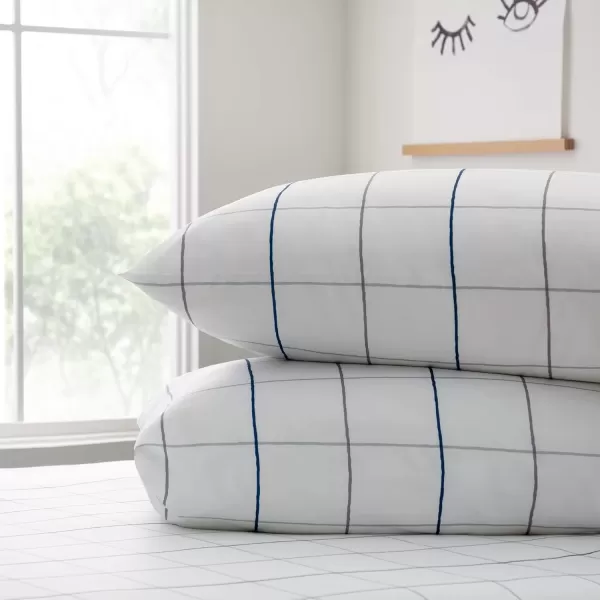 imageLinenspa Microfiber FourPiece Sheet Set  Multiple Styles and Colors  Super Soft Feel  Fun Patterns for Boys and Girls  Full  PrincessNavy Grid