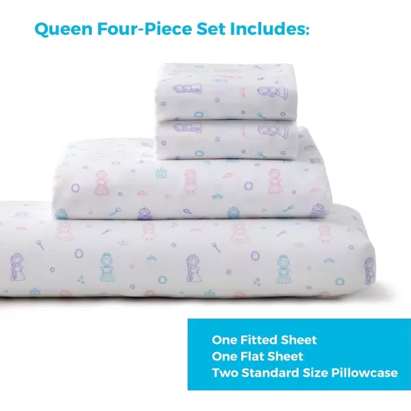 imageLinenspa Microfiber FourPiece Sheet Set  Multiple Styles and Colors  Super Soft Feel  Fun Patterns for Boys and Girls  Full  PrincessPrincess