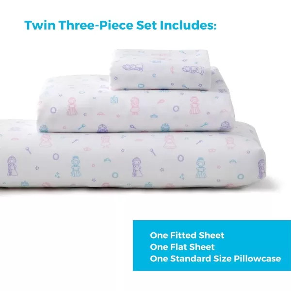imageLinenspa Microfiber FourPiece Sheet Set  Multiple Styles and Colors  Super Soft Feel  Fun Patterns for Boys and Girls  Full  PrincessPrincess