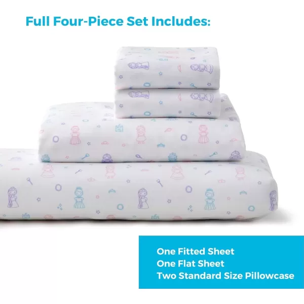 imageLinenspa Microfiber FourPiece Sheet Set  Multiple Styles and Colors  Super Soft Feel  Fun Patterns for Boys and Girls  Full  PrincessPrincess