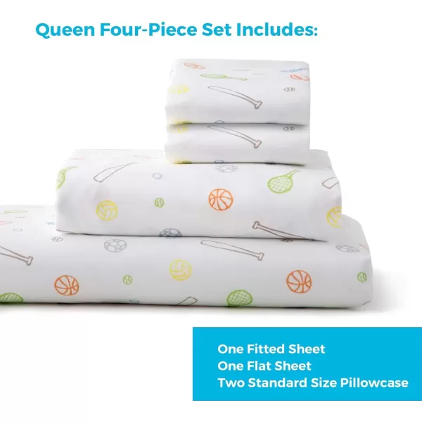 imageLinenspa Microfiber FourPiece Sheet Set  Multiple Styles and Colors  Super Soft Feel  Fun Patterns for Boys and Girls  Full  PrincessSports