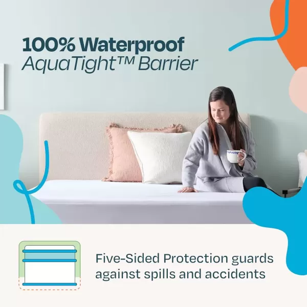 imageLINENSPA Waterproof 5Sided Premium Mattress Protector  Breathable and Hypoallergenic  Fitted Sheet Style Machine Washable Protector  TwinWhite