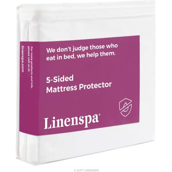 imageLINENSPA Waterproof 5Sided Premium Mattress Protector  Breathable and Hypoallergenic  Fitted Sheet Style Machine Washable Protector  TwinWhite