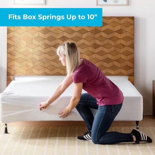 imageLinenspa Box Spring Encasement Twin Complete Protection with Zipper Waterproof Box Spring Protector Twin  WhiteWhite