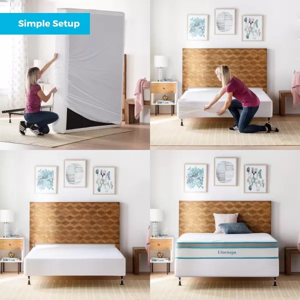 imageLinenspa Box Spring Encasement Twin Complete Protection with Zipper Waterproof Box Spring Protector Twin  WhiteWhite