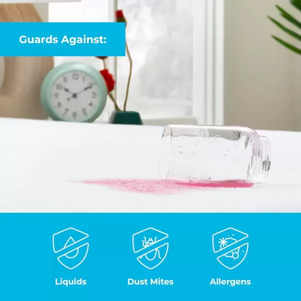 imageLinenspa Cotton Terry Waterproof Mattress Protector  Top Protection  Twin Mattress Protector WhiteWhite
