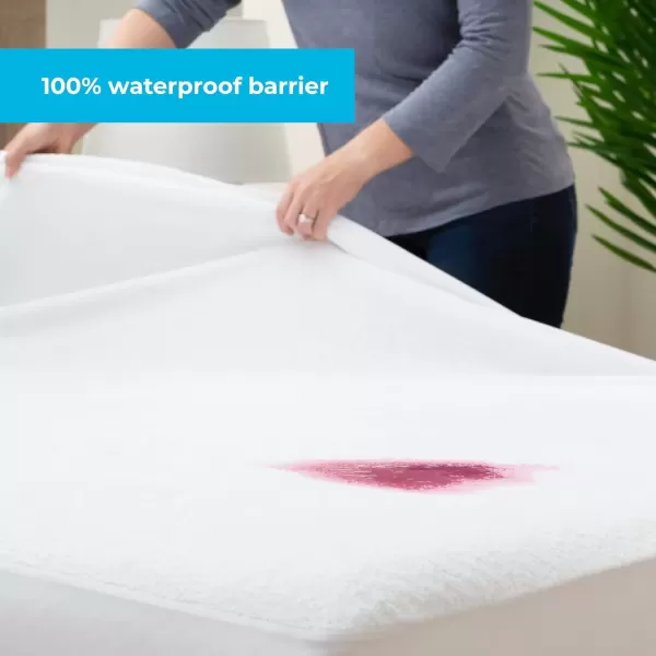 imageLinenspa Cotton Terry Waterproof Mattress Protector  Top Protection  Twin Mattress Protector WhiteWhite