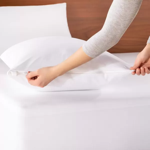 imageLinenspa Waterproof Pillow EncasementBlocks Out Liquid Standard Pillow ProtectorWhiteWhite