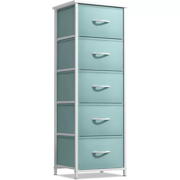 imageSorbus Dresser Storage Tower Organizer Drawers for Closet Boys ampamp Girls Bedroom Bedside Furniture Chest for Home College Dorm Steel Frame Wood Top Fabric BinsPinkAqua