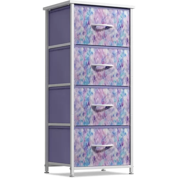 imageSorbus Dresser Storage Tower Organizer Drawers for Closet Boys ampamp Girls Bedroom Bedside Furniture Chest for Home College Dorm Steel Frame Wood Top Fabric BinsPinkPurple Tiedye