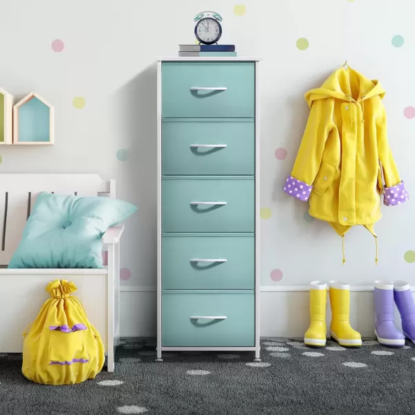 imageSorbus Dresser Storage Tower Organizer Drawers for Closet Boys ampamp Girls Bedroom Bedside Furniture Chest for Home College Dorm Steel Frame Wood Top Fabric BinsPinkAqua