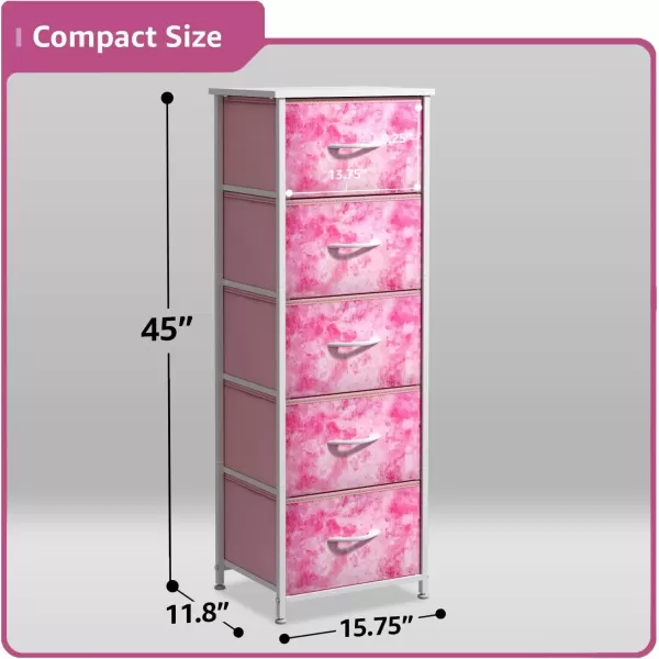 imageSorbus Dresser Storage Tower Organizer Drawers for Closet Boys ampamp Girls Bedroom Bedside Furniture Chest for Home College Dorm Steel Frame Wood Top Fabric BinsPinkPink Tiedye