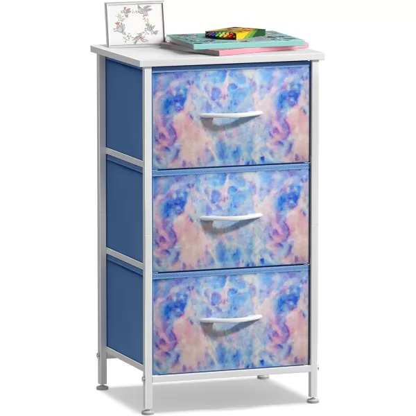imageSorbus Dresser Storage Tower Organizer Drawers for Closet Boys ampamp Girls Bedroom Bedside Furniture Chest for Home College Dorm Steel Frame Wood Top Fabric BinsPinkBlue Tiedye