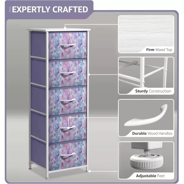 imageSorbus Dresser Storage Tower Organizer Drawers for Closet Boys ampamp Girls Bedroom Bedside Furniture Chest for Home College Dorm Steel Frame Wood Top Fabric BinsPinkPurple Tiedye