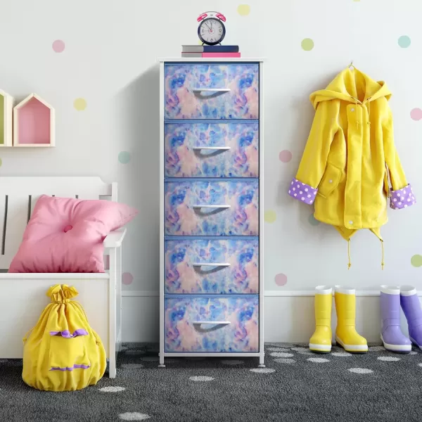 imageSorbus Dresser Storage Tower Organizer Drawers for Closet Boys ampamp Girls Bedroom Bedside Furniture Chest for Home College Dorm Steel Frame Wood Top Fabric BinsPinkBlue Tiedye